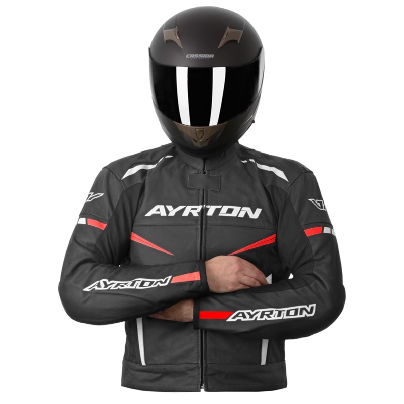 Motociklistička jakna Ayrton Raptor crno-bijela-fluo crvena