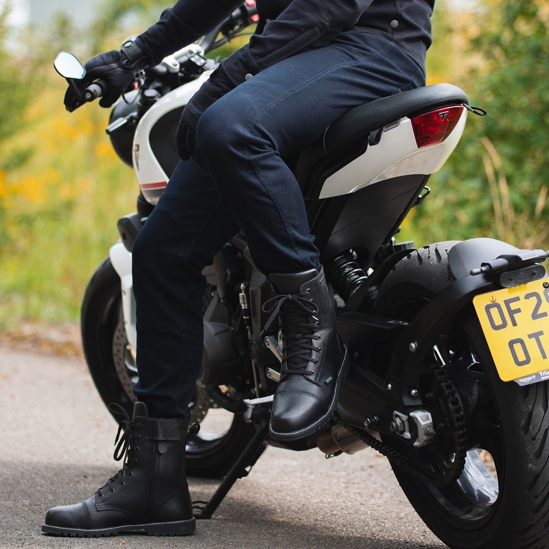 Motociklističke traperice OXFORD ORIGINAL APPROVED SUPER STRETCH JEANS AA SLIM FIT plave indigo