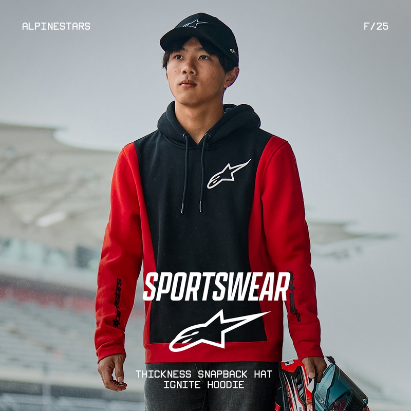 Alpinestars Ignite majica s kapuljačom crno-crvena
