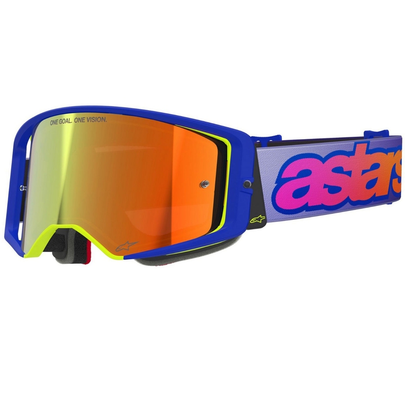 Alpinestars Supertech Vision Vista plavo-žuto-ljubičaste motokros naočale sa zrcalno crvenim staklom