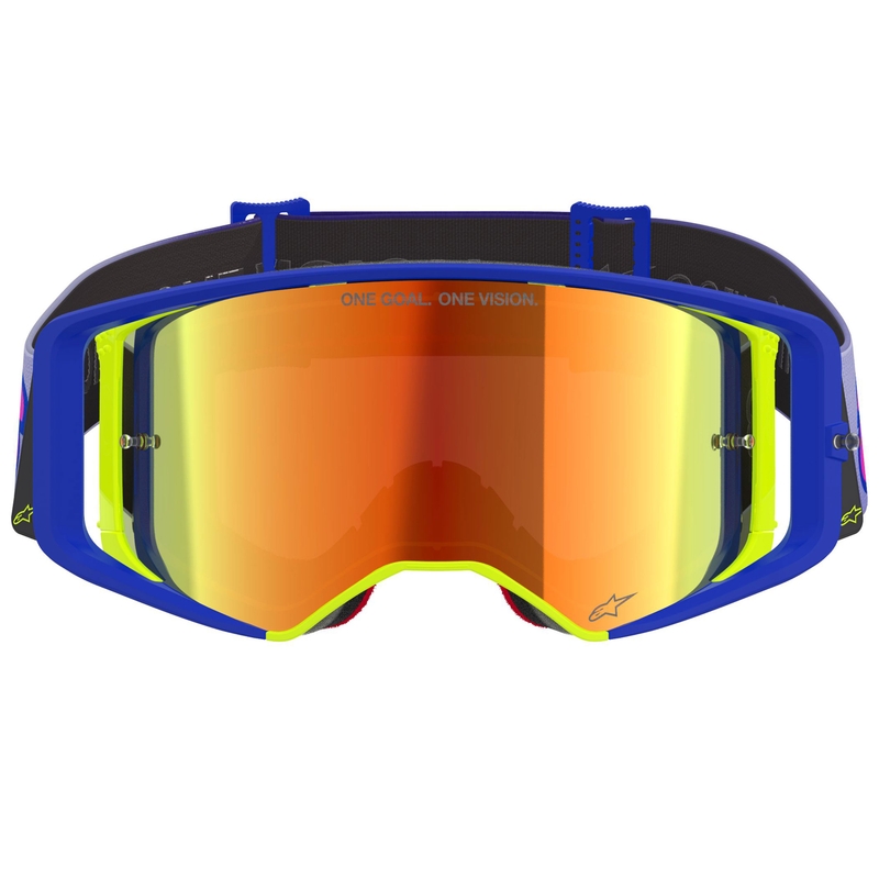 Alpinestars Supertech Vision Vista plavo-žuto-ljubičaste motokros naočale sa zrcalno crvenim staklom