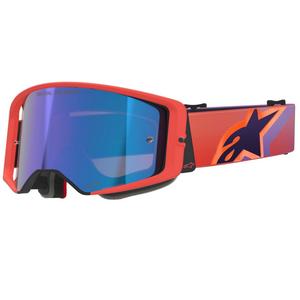 Alpinestars Supertech Vision Corp narančasto-ljubičaste motokros naočale sa zrcalno plavim staklima