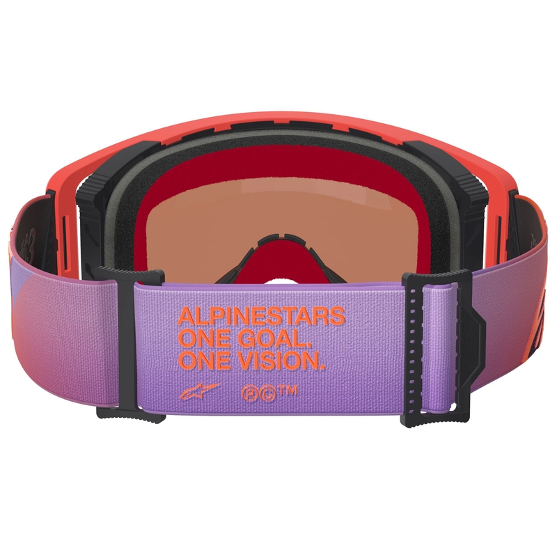 Alpinestars Supertech Vision Corp narančasto-ljubičaste motokros naočale sa zrcalno plavim staklima