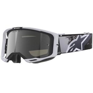 Alpinestars Supertech Vision 8 Lahnd motocross naočale bijelo-crne sa zrcalno srebrnim staklom