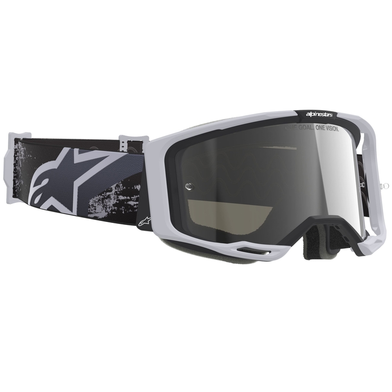 Alpinestars Supertech Vision 8 Lahnd motocross naočale bijelo-crne sa zrcalno srebrnim staklom