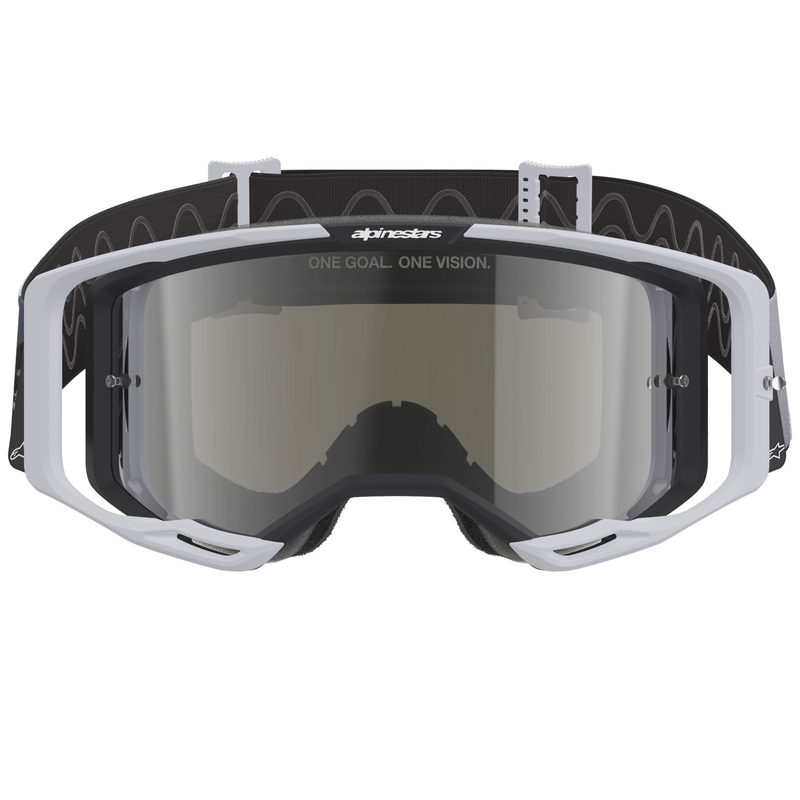 Alpinestars Supertech Vision 8 Lahnd motocross naočale bijelo-crne sa zrcalno srebrnim staklom
