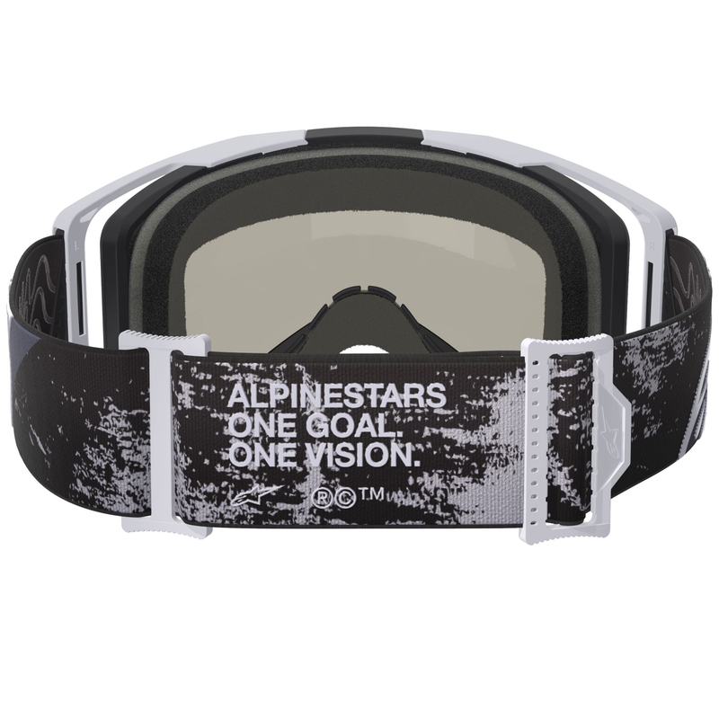Alpinestars Supertech Vision 8 Lahnd motocross naočale bijelo-crne sa zrcalno srebrnim staklom