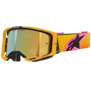 Alpinestars Vision 8 Corp narančasto-žuto-ružičaste motokros naočale sa zrcalno zlatnim staklom