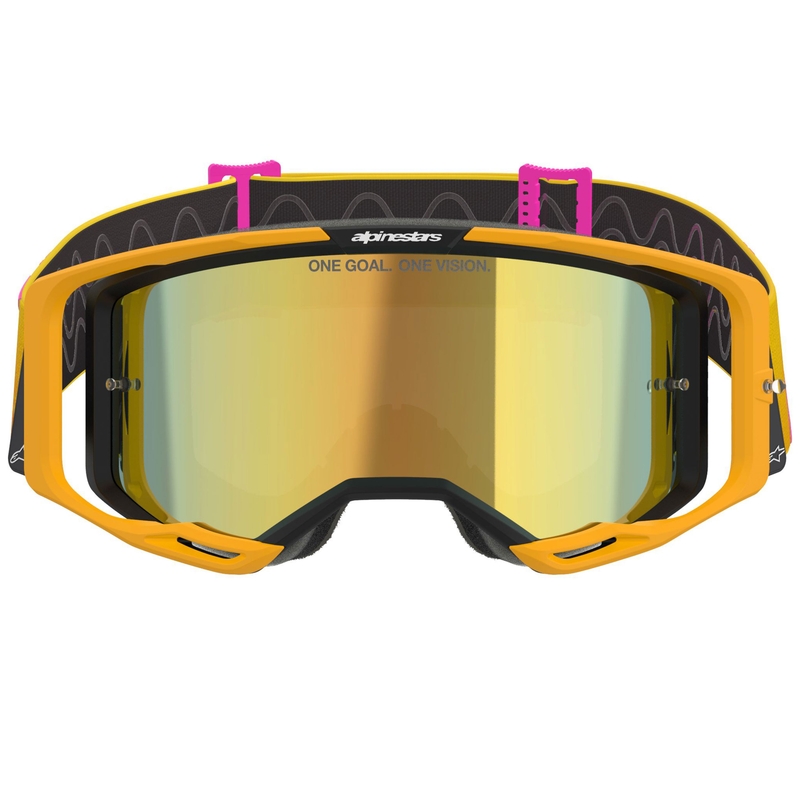 Alpinestars Vision 8 Corp narančasto-žuto-ružičaste motokros naočale sa zrcalno zlatnim staklom