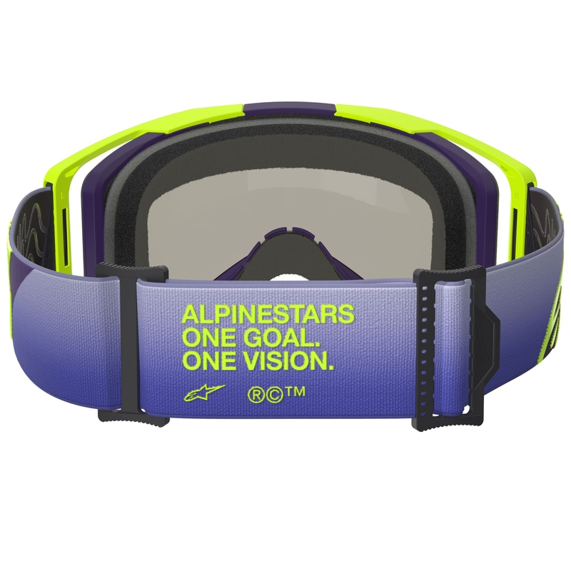 Alpinestars Vision 8 Corp fluo žuto-ljubičaste motokros naočale sa zrcalno plavim staklima
