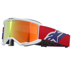 Alpinestars Vision 5 Corp motokros naočale bijelo-plavo-crvene s crvenim zrcalnim staklima