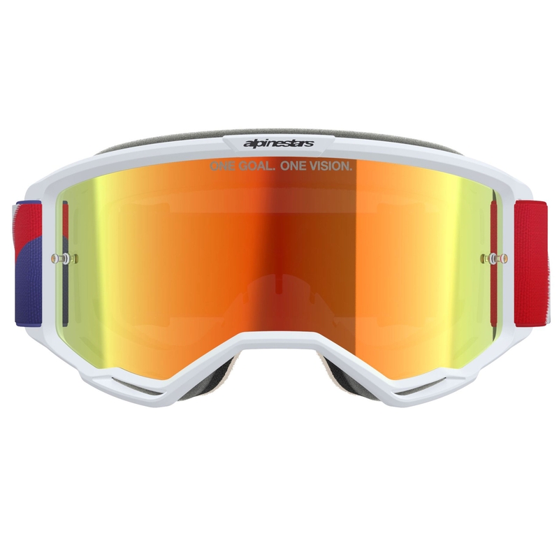 Alpinestars Vision 5 Corp motokros naočale bijelo-plavo-crvene s crvenim zrcalnim staklima