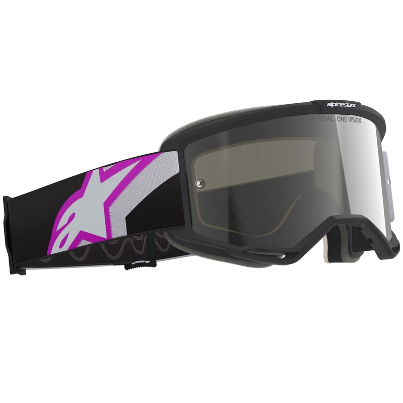 Alpinestars Vision 5 Corp motocross naočale crno-sivo-ljubičasto-bijele sa zrcalno srebrnim staklom