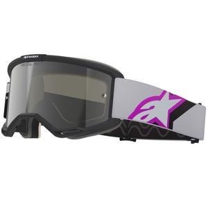 Alpinestars Vision 5 Corp motocross naočale crno-sivo-ljubičasto-bijele sa zrcalno srebrnim staklom