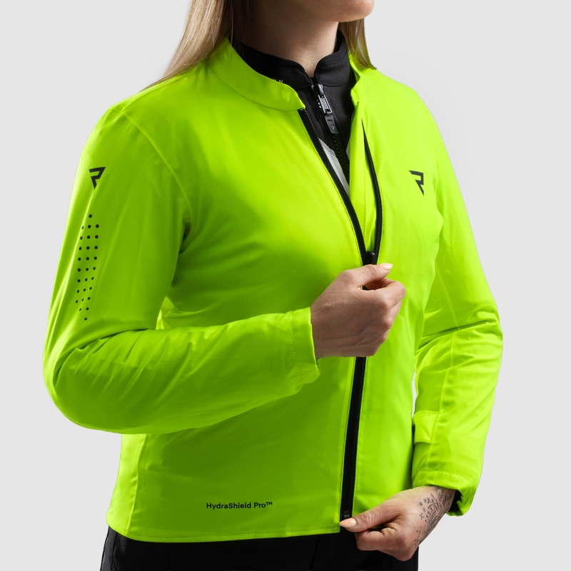 Ženska motoristička jakna Rebelhorn Hiflow V crno-sivo-fluo žuta