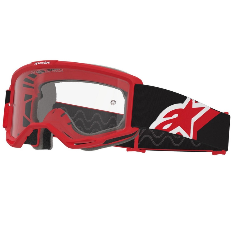 Alpinestars Vision OTG crveno-crno-bijele motokros naočale s prozirnim staklima