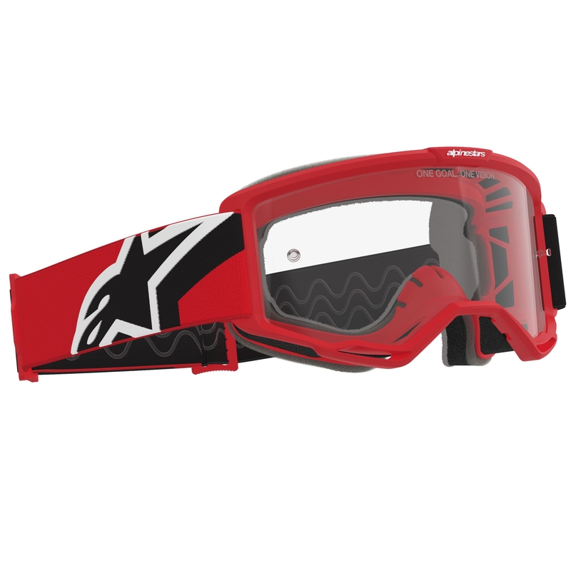 Alpinestars Vision OTG crveno-crno-bijele motokros naočale s prozirnim staklima