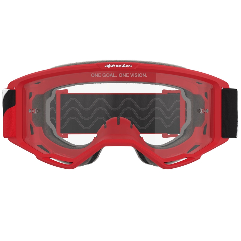 Alpinestars Vision OTG crveno-crno-bijele motokros naočale s prozirnim staklima