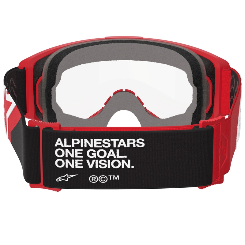 Alpinestars Vision OTG crveno-crno-bijele motokros naočale s prozirnim staklima