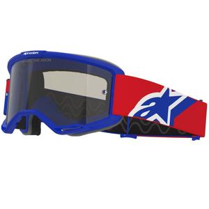 Alpinestars Vision Sand motocross naočale plavo-crveno-bijele s tamnim dimljenim staklima