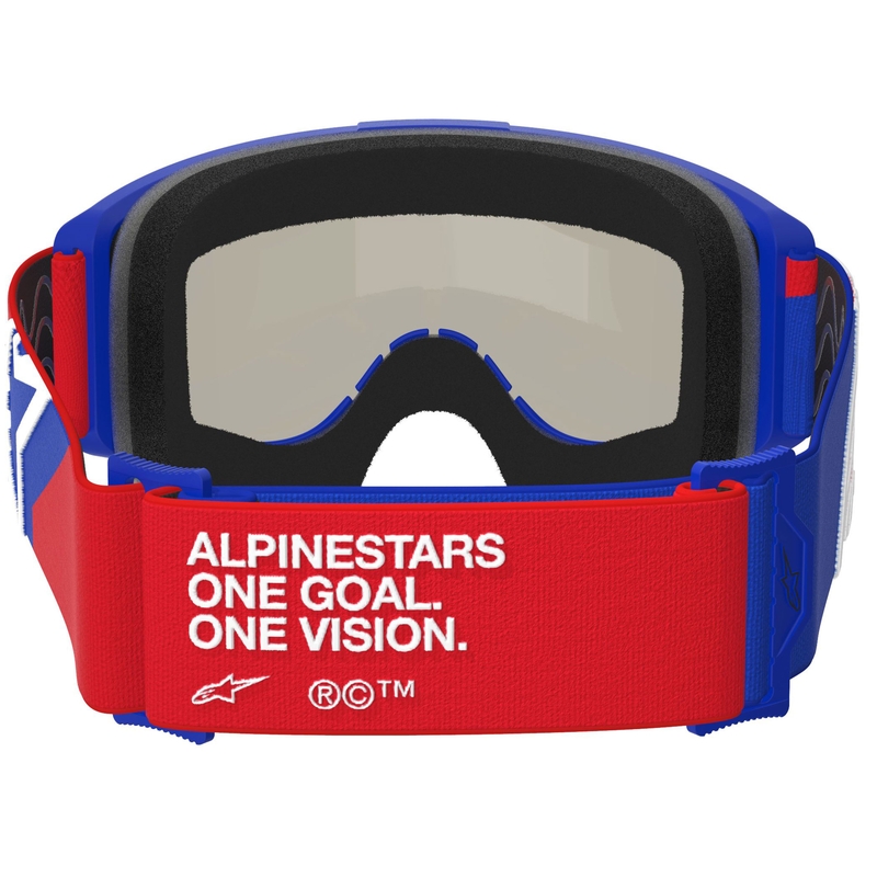 Alpinestars Vision Sand motocross naočale plavo-crveno-bijele s tamnim dimljenim staklima