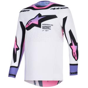 Alpinestars Supertech Pro AFD Vista motokros dres bijelo-ljubičasto-crni