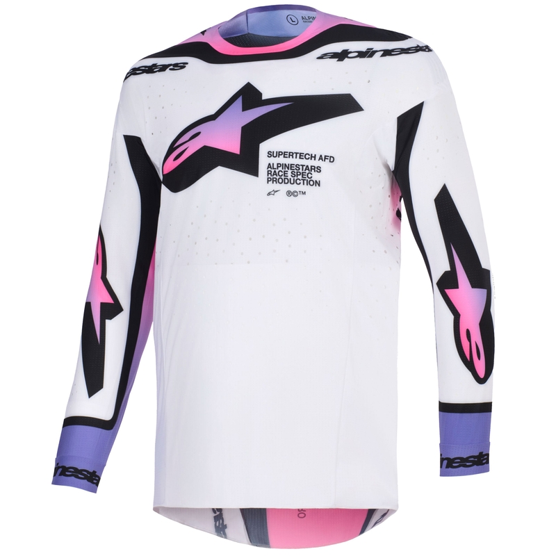 Alpinestars Supertech Pro AFD Vista motokros dres bijelo-ljubičasto-crni