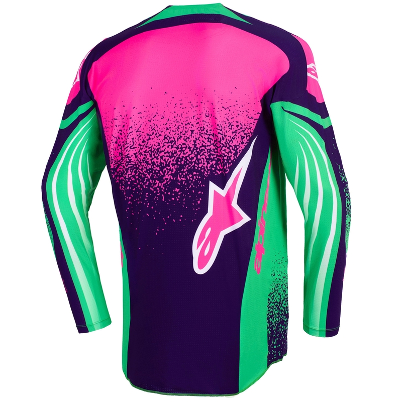 Alpinestars Techstar Nomur motocross dres tamnoljubičasto-zeleno-fluo roza