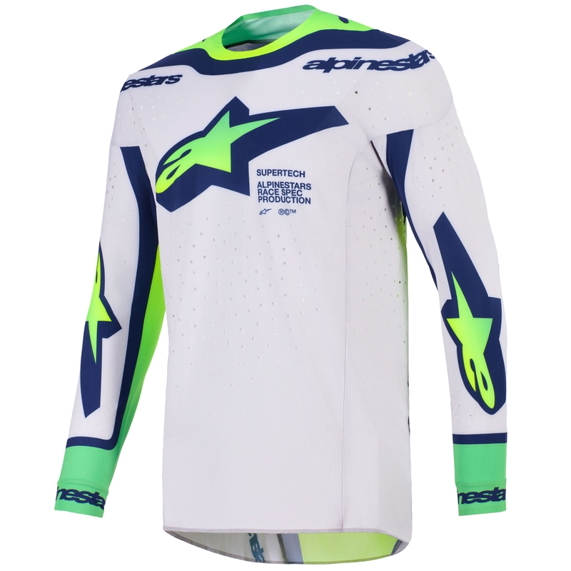 Alpinestars Supertech Vista motocross dres svijetlo sivo-fluo žuto-zeleno-plavo-ružičast