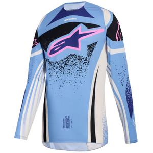 Ženski motokros dres Alpinestars Stella Techstar Nomur svijetloplavo-bijela prljavobijela-crno-roza