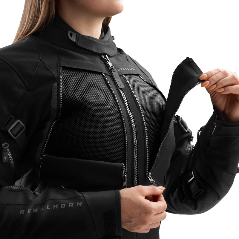 Ženska motociklistička jakna Rebelhorn Hardy 3.0 crna
