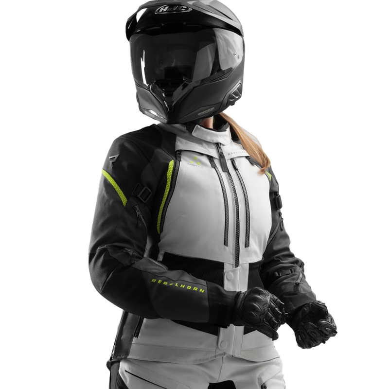 Ženska motociklistička jakna Rebelhorn Hardy 3.0 crno-sivo-fluo žuta