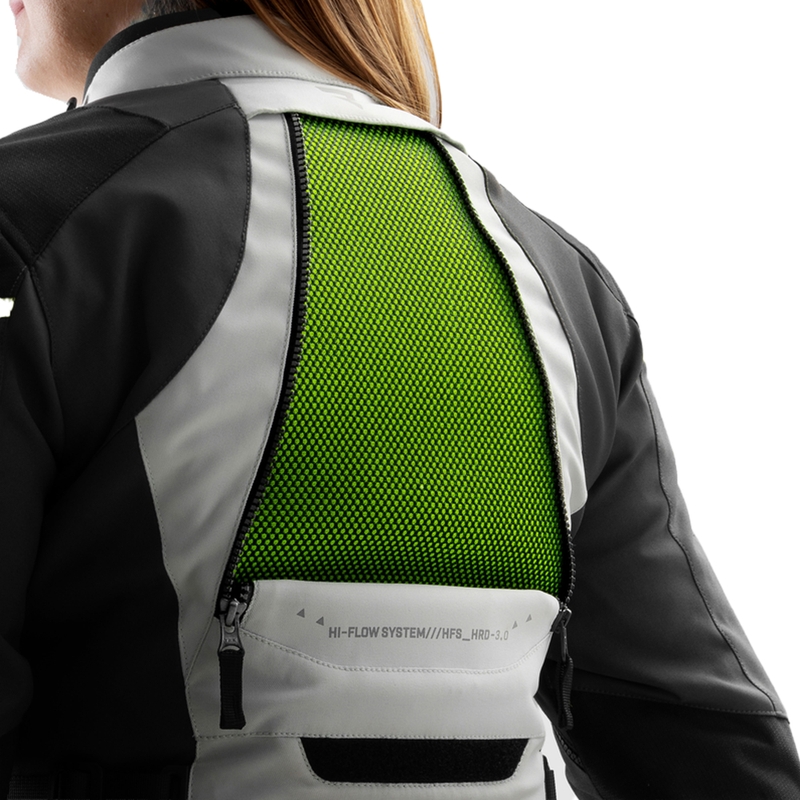 Ženska motociklistička jakna Rebelhorn Hardy 3.0 crno-sivo-fluo žuta