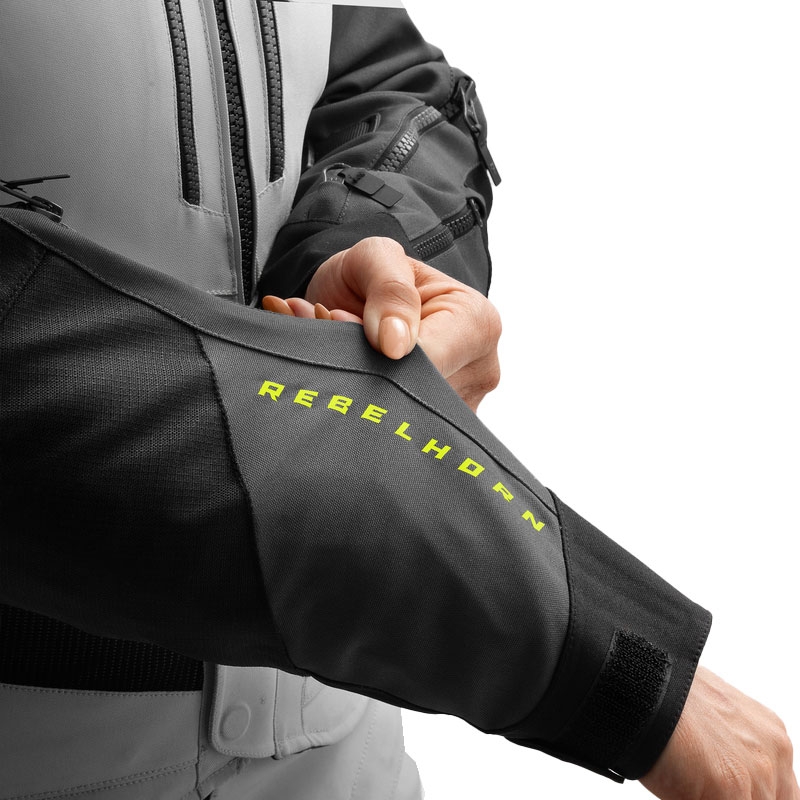 Ženska motociklistička jakna Rebelhorn Hardy 3.0 crno-sivo-fluo žuta