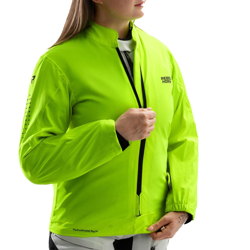 Ženska motociklistička jakna Rebelhorn Hardy 3.0 crno-sivo-fluo žuta