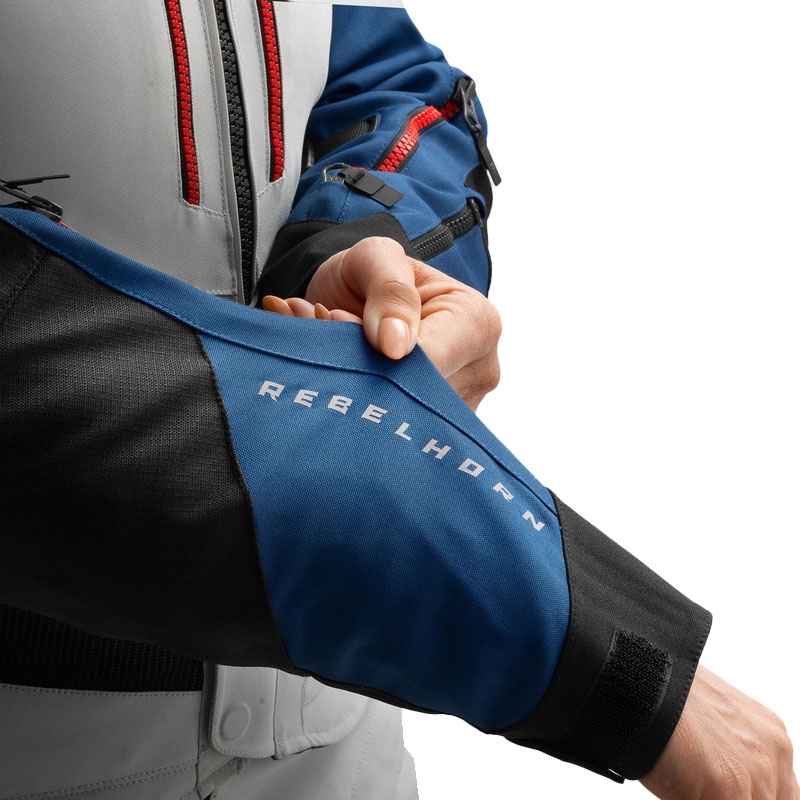 Ženska motoristička jakna Rebelhorn Hardy 3.0 plavo-sivo-crvena