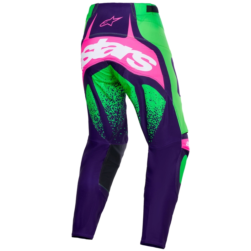 Alpinestars Techstar Nomur motocross hlače tamnoljubičasto-zeleno-fluo roza