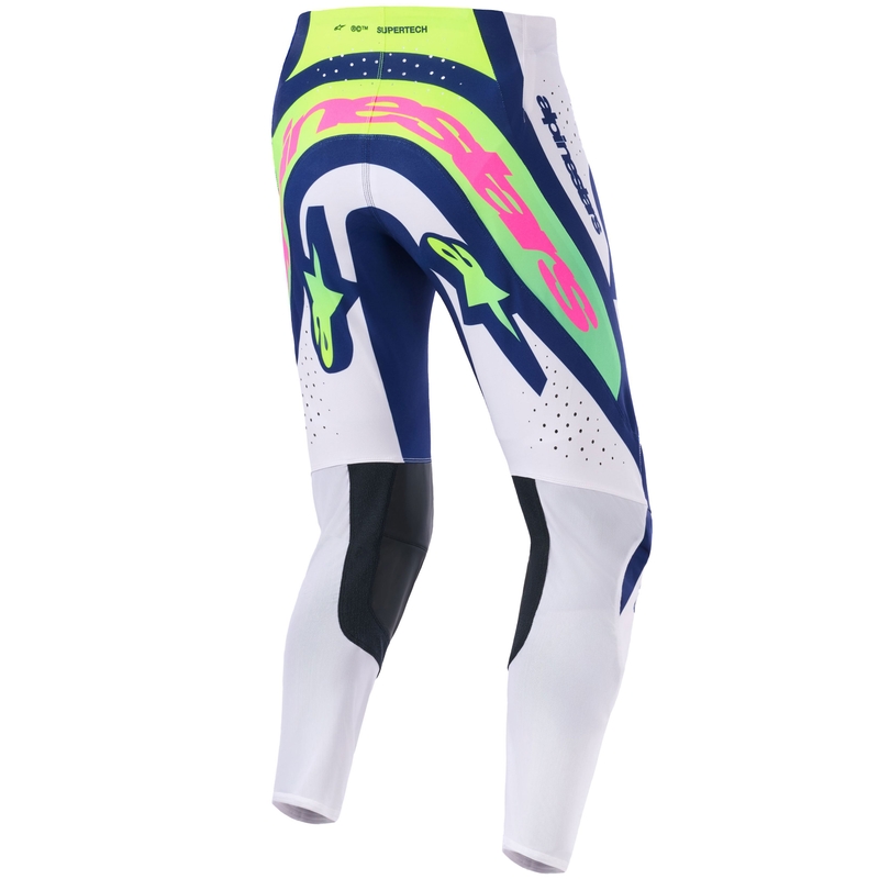 Alpinestars Supertech Vista motocross hlače svijetlo sive-fluo žuto-zeleno-plavo-ružičaste