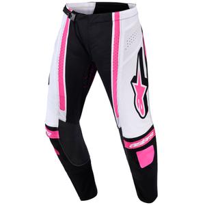 Ženske motokros hlače Alpinestars Stella Techstar Nomur crno-bijelo-roza