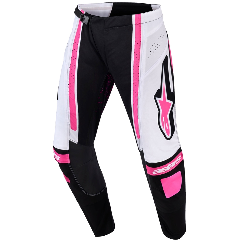 Ženske motokros hlače Alpinestars Stella Techstar Nomur crno-bijelo-roza