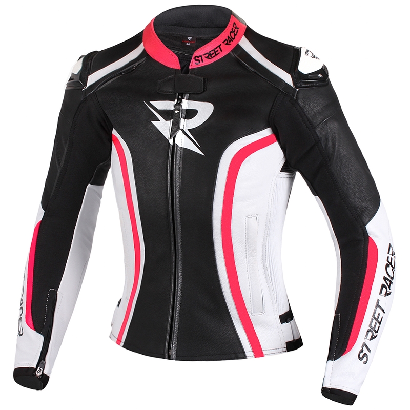 Ženska motociklistička jakna Street Racer Electra Crno-Bijelo-Fluo Pink rasprodaja
