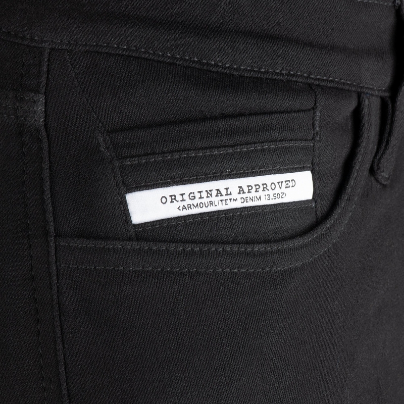 OXFORD ORIGINAL ODOBRENE SUPER ELASTIČNE TRAPERICE AA SLIM FIT skraćene motociklističke traperice crne boje