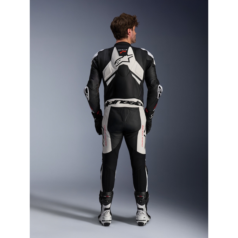 Alpinestars GP Plus V4 Sprint jednodijelno kožno odijelo, kompatibilno s Tech-Air sustavom, crno-bijelo-crveno fluo
