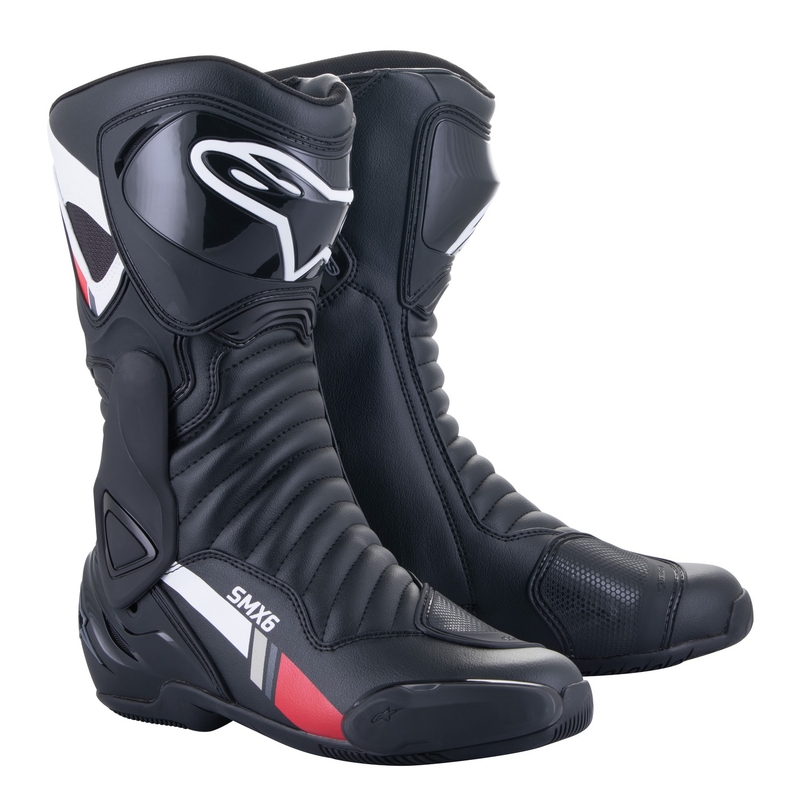 Alpinestars S-MX 6 motociklističke čizme crno-bijelo-sivo-crvene