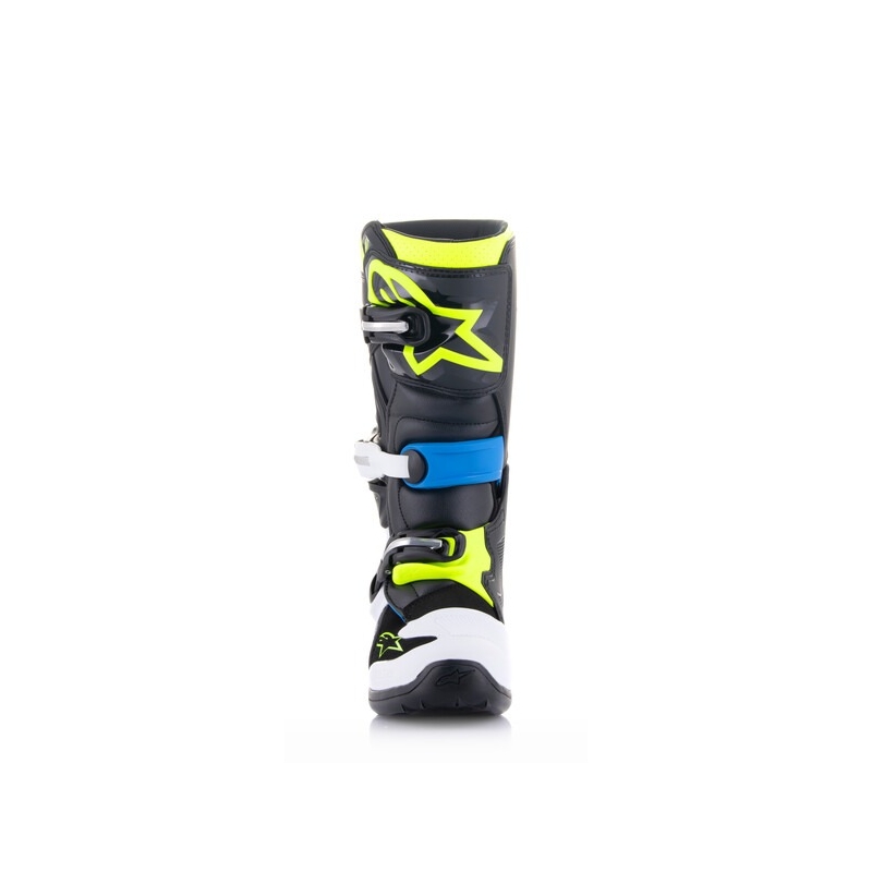 Alpinestars Tech 7 S dječje motociklističke čizme crno-bijele-fluo žuto-plave