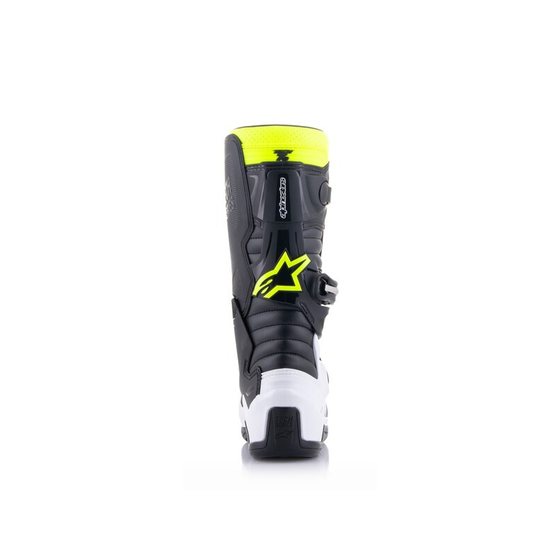 Alpinestars Tech 7 S dječje motociklističke čizme crno-bijele-fluo žuto-plave