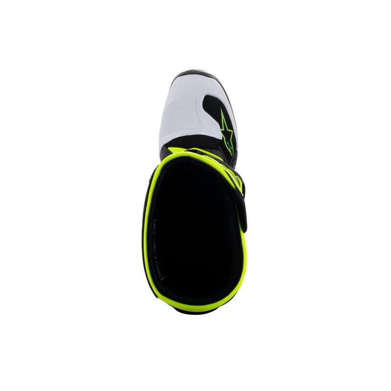 Alpinestars Tech 7 S dječje motociklističke čizme crno-bijele-fluo žuto-plave