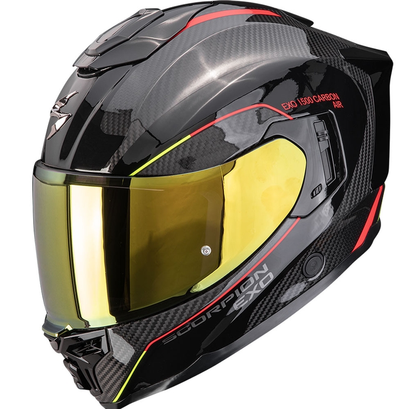Scorpion EXO-1500 Carbon Air Mundi kaciga za motocikle s punim licem, crno-crveno-žuta