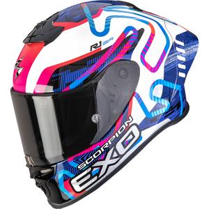 Scorpion EXO-R1 EVO II Air Cornering full face motociklistička kaciga bijelo-plavo-roza