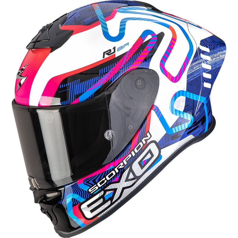 Scorpion EXO-R1 EVO II Air Cornering full face motociklistička kaciga bijelo-plavo-roza